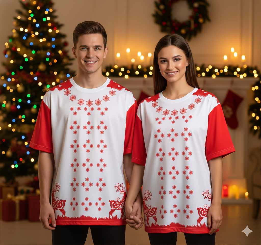 Royal Reindeer Unisex AOP Oversized Tee