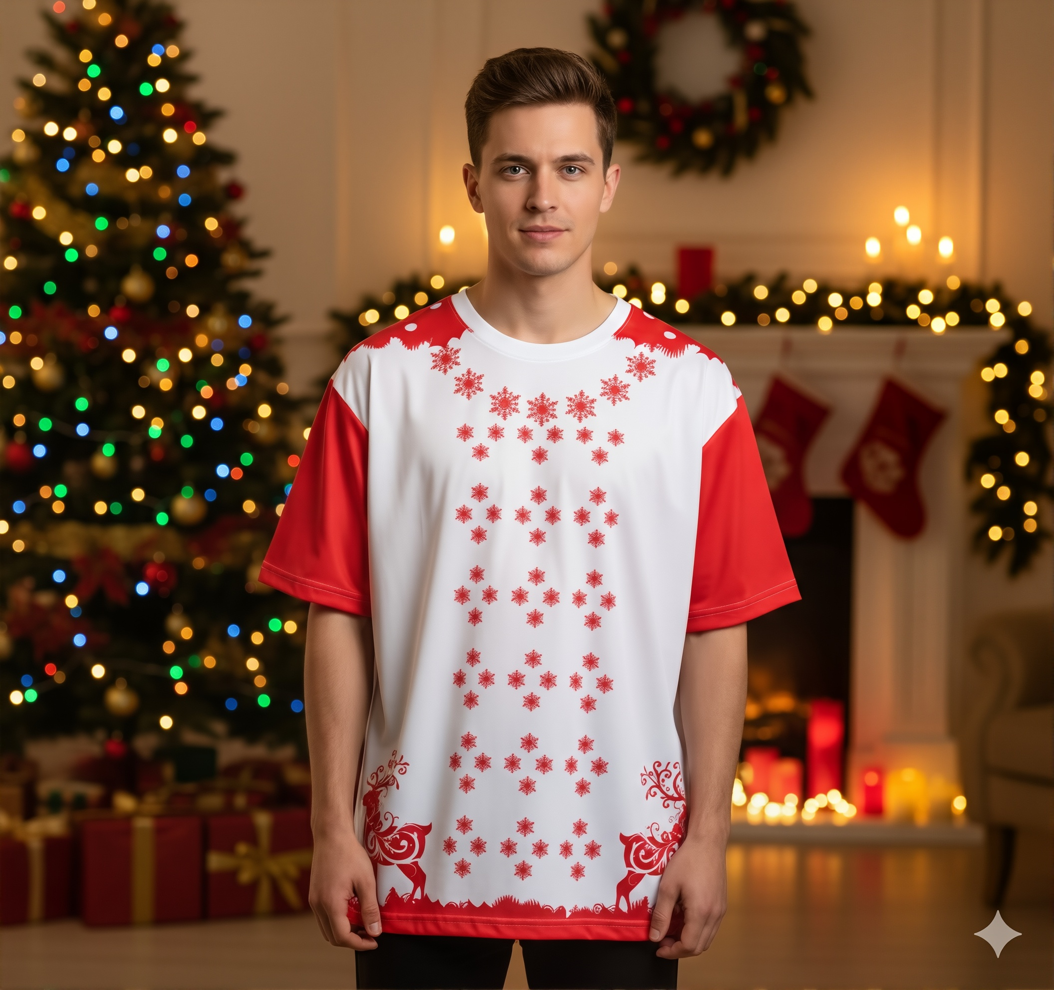 Royal Reindeer Unisex AOP Oversized Tee