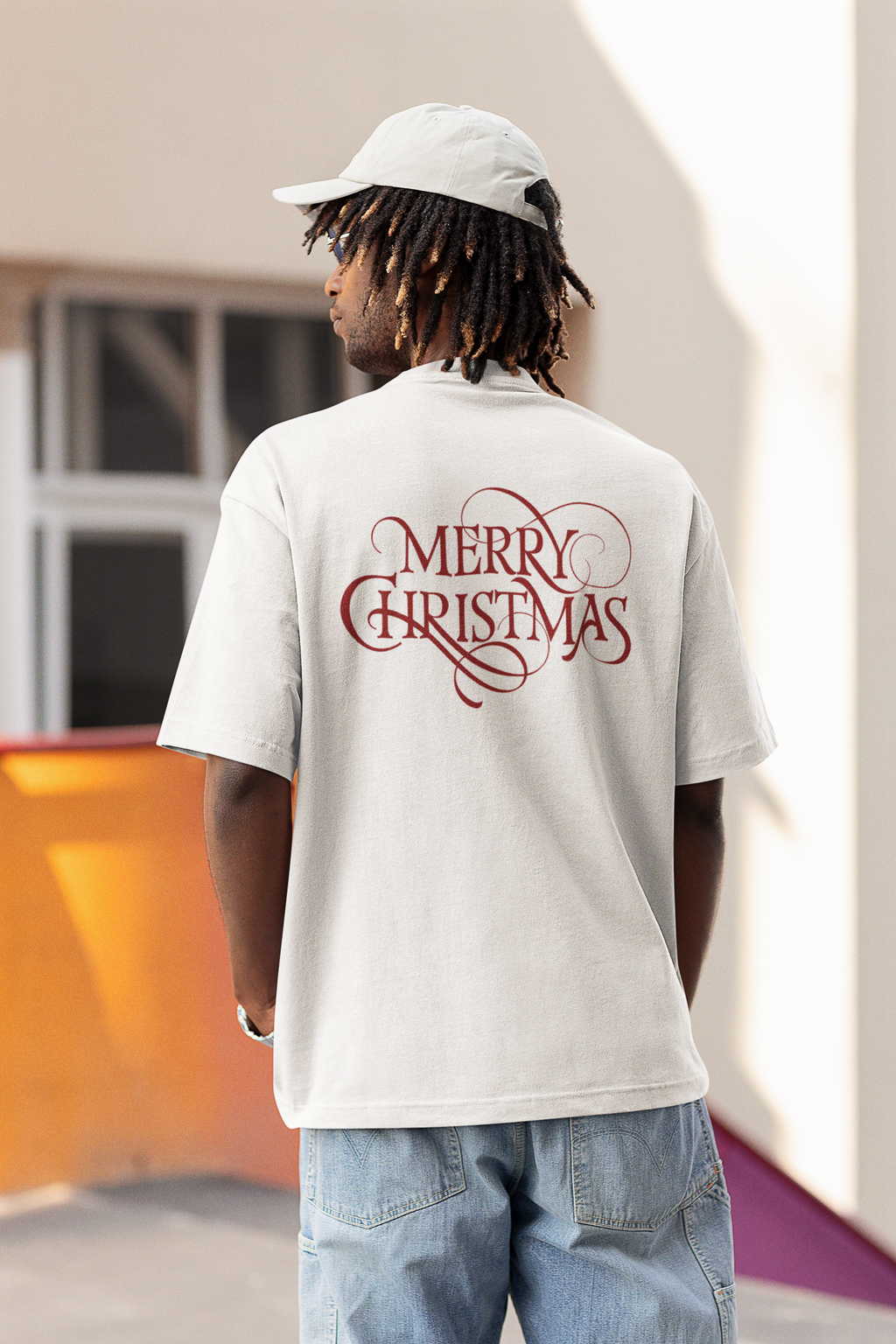 Merry Christmas Dark Font Unisex Terry Oversized Tee