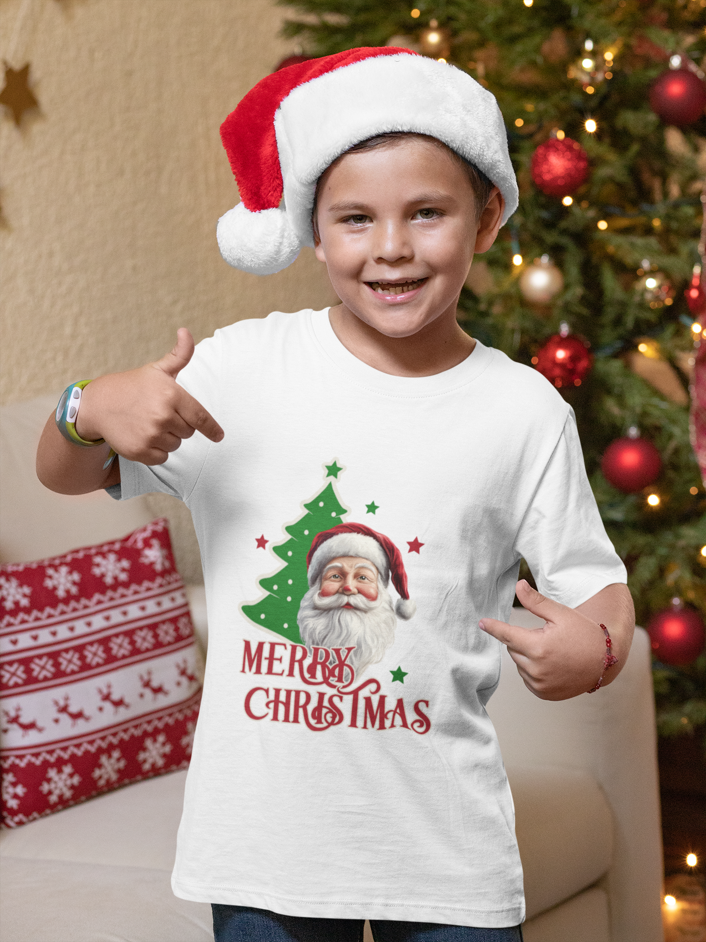 Santa Cheer Boy's Crew Neck T-Shirt
