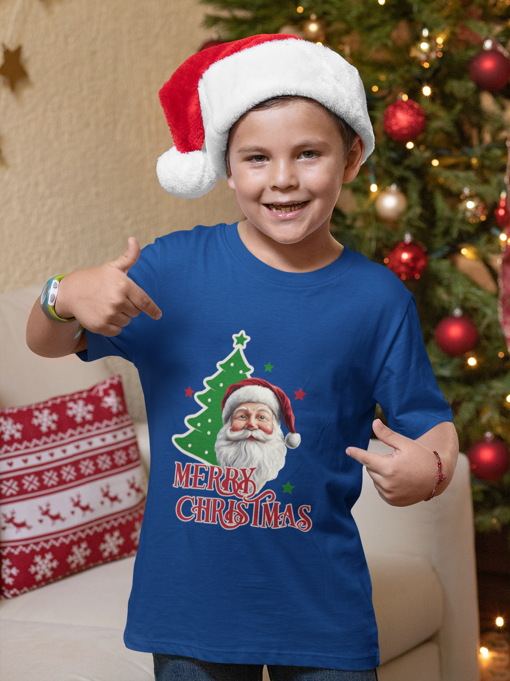 Santa Cheer Boy's Crew Neck T-Shirt