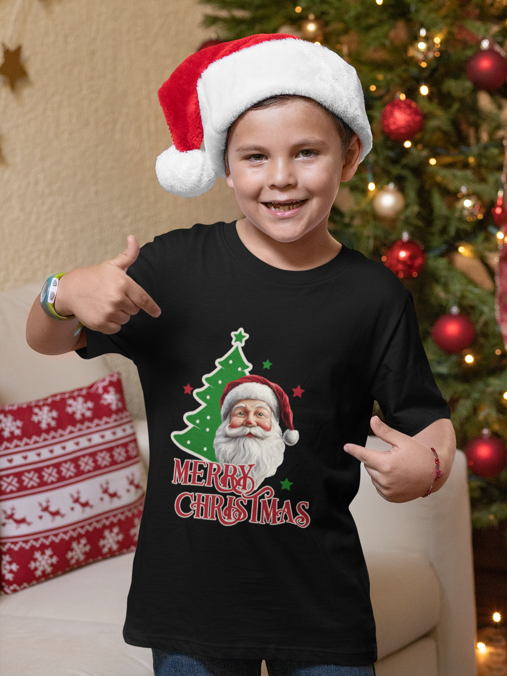 Santa Cheer Boy's Crew Neck T-Shirt