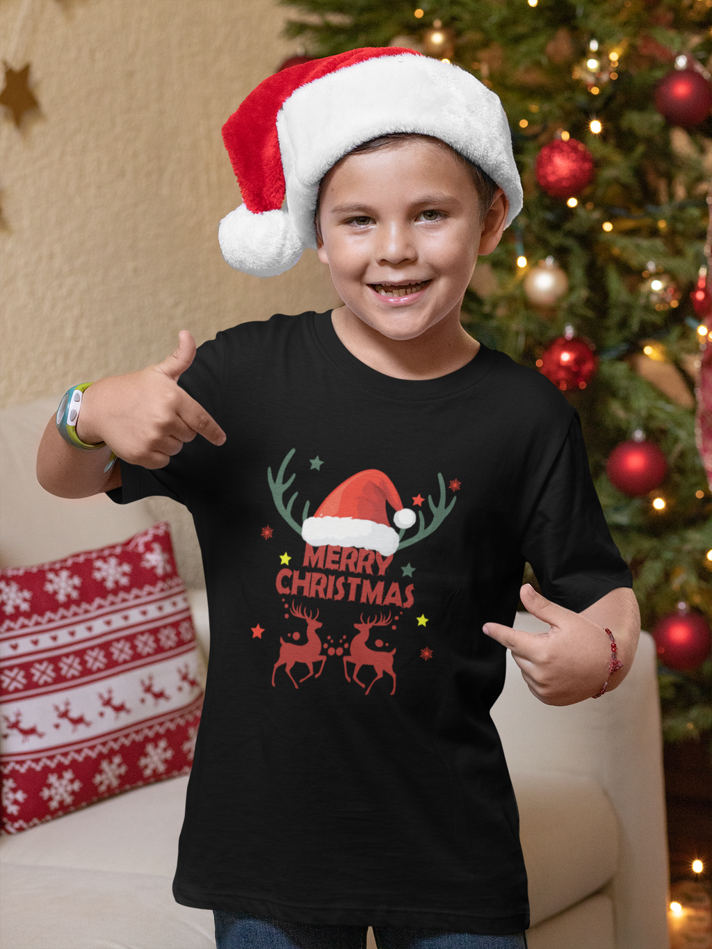 Jingle Antler Boy's Crew Neck T-Shirt