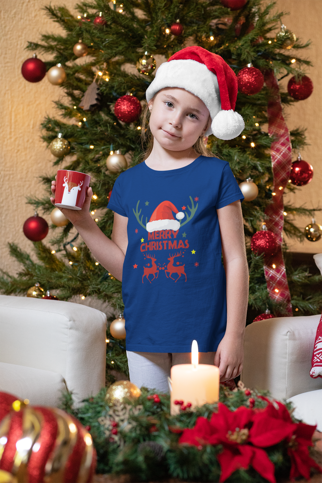 Jingle Antler Girl's Crew Neck T-Shirt