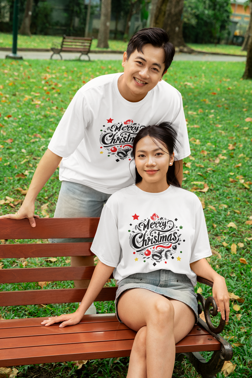 Merry Christmas Dark Font Unisex Terry Oversized Tee