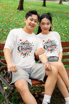 Merry Christmas Dark Font Unisex Terry Oversized Tee