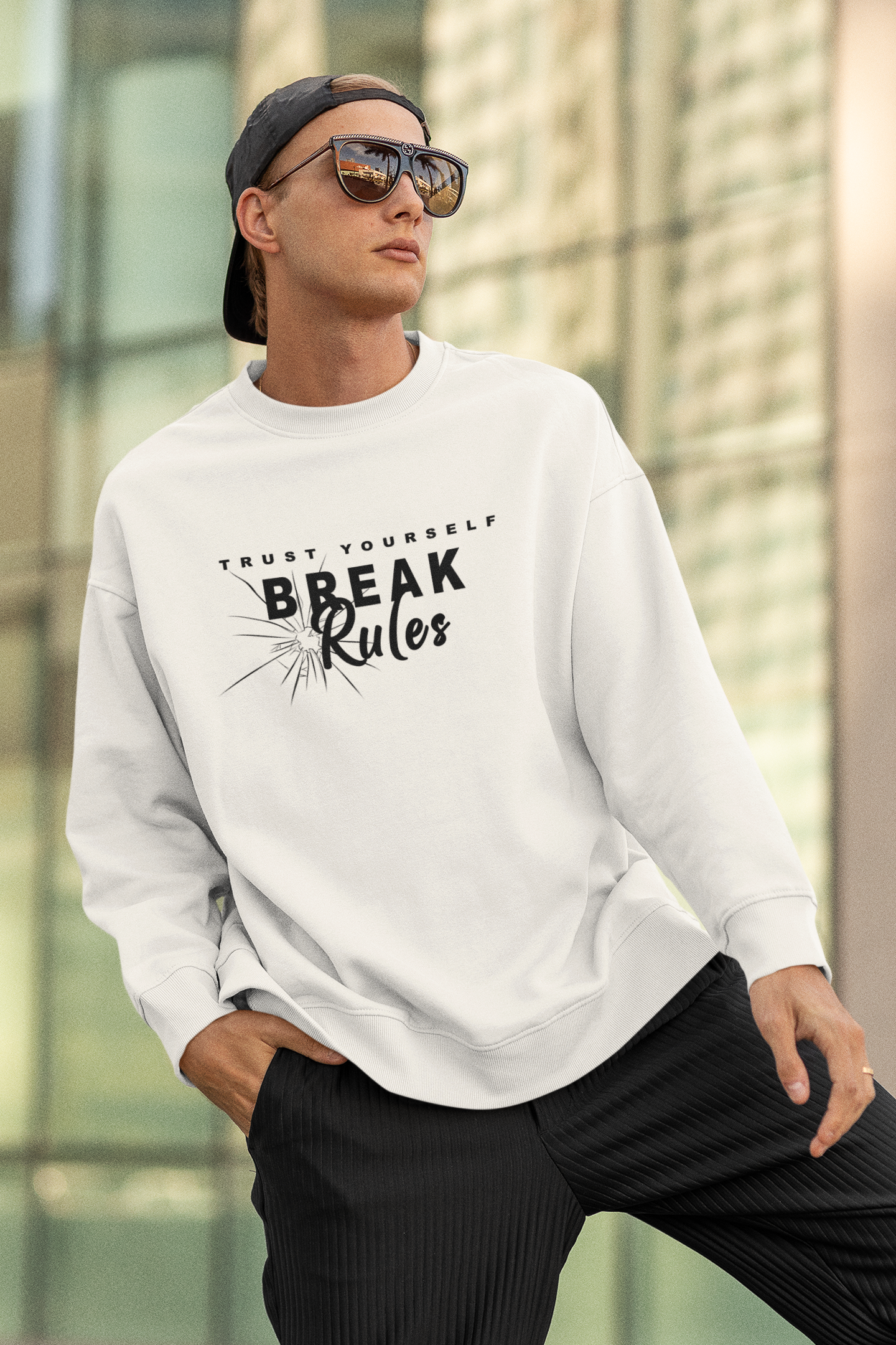Break Rules Black Font Unisex Oversized Sweatshirt