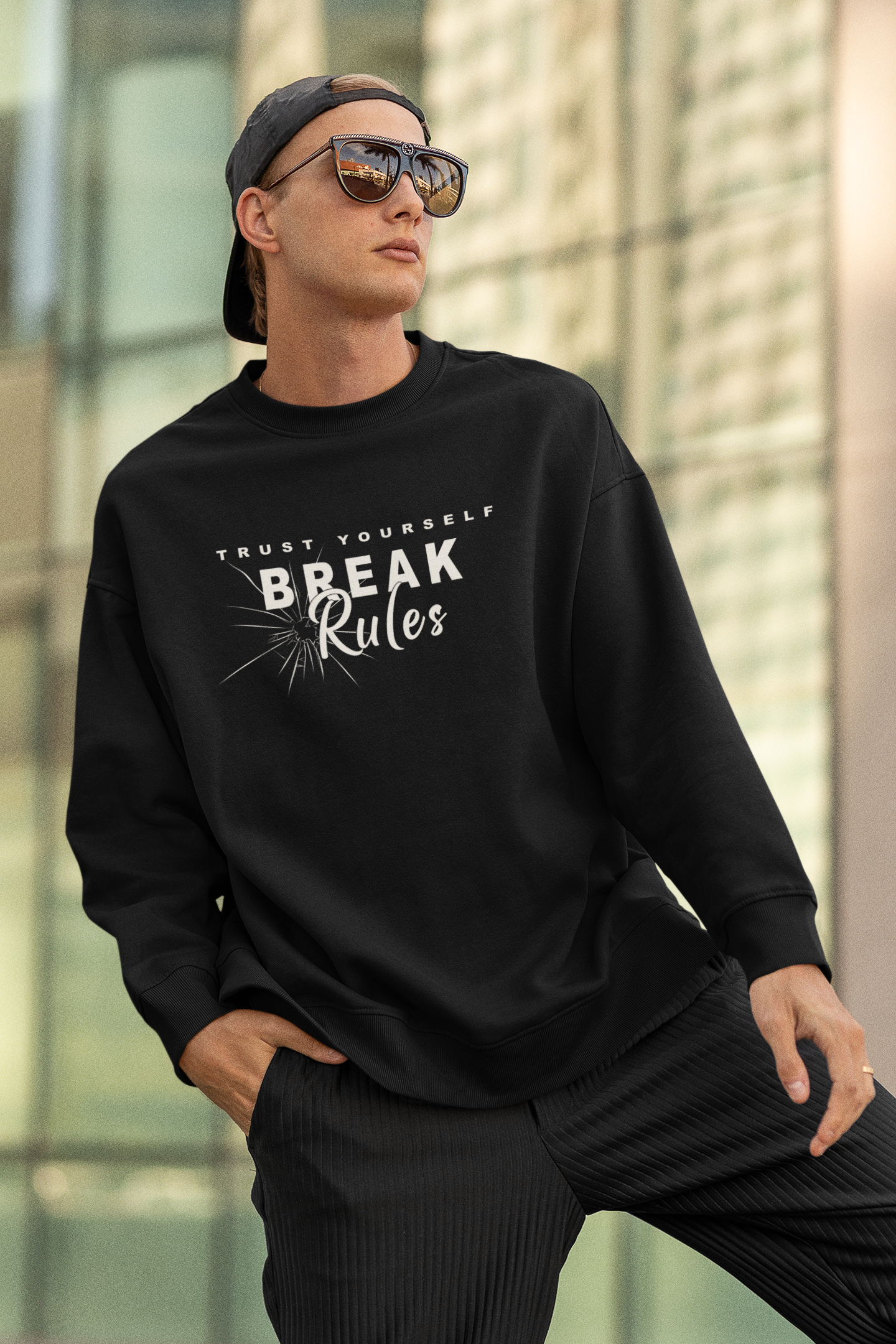 Break Rules White Font Unisex Oversized Sweatshirt