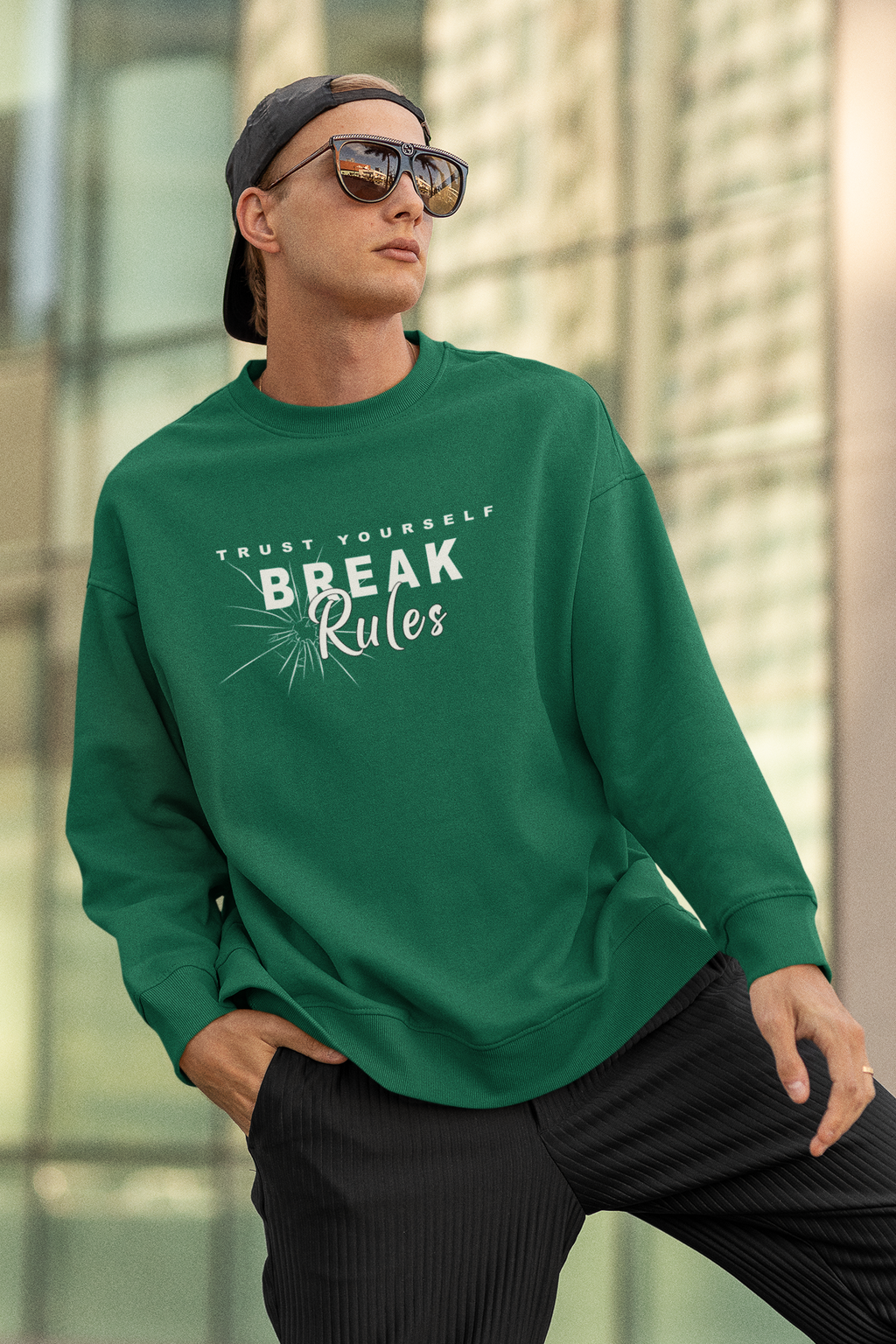 Break Rules White Font Unisex Oversized Sweatshirt