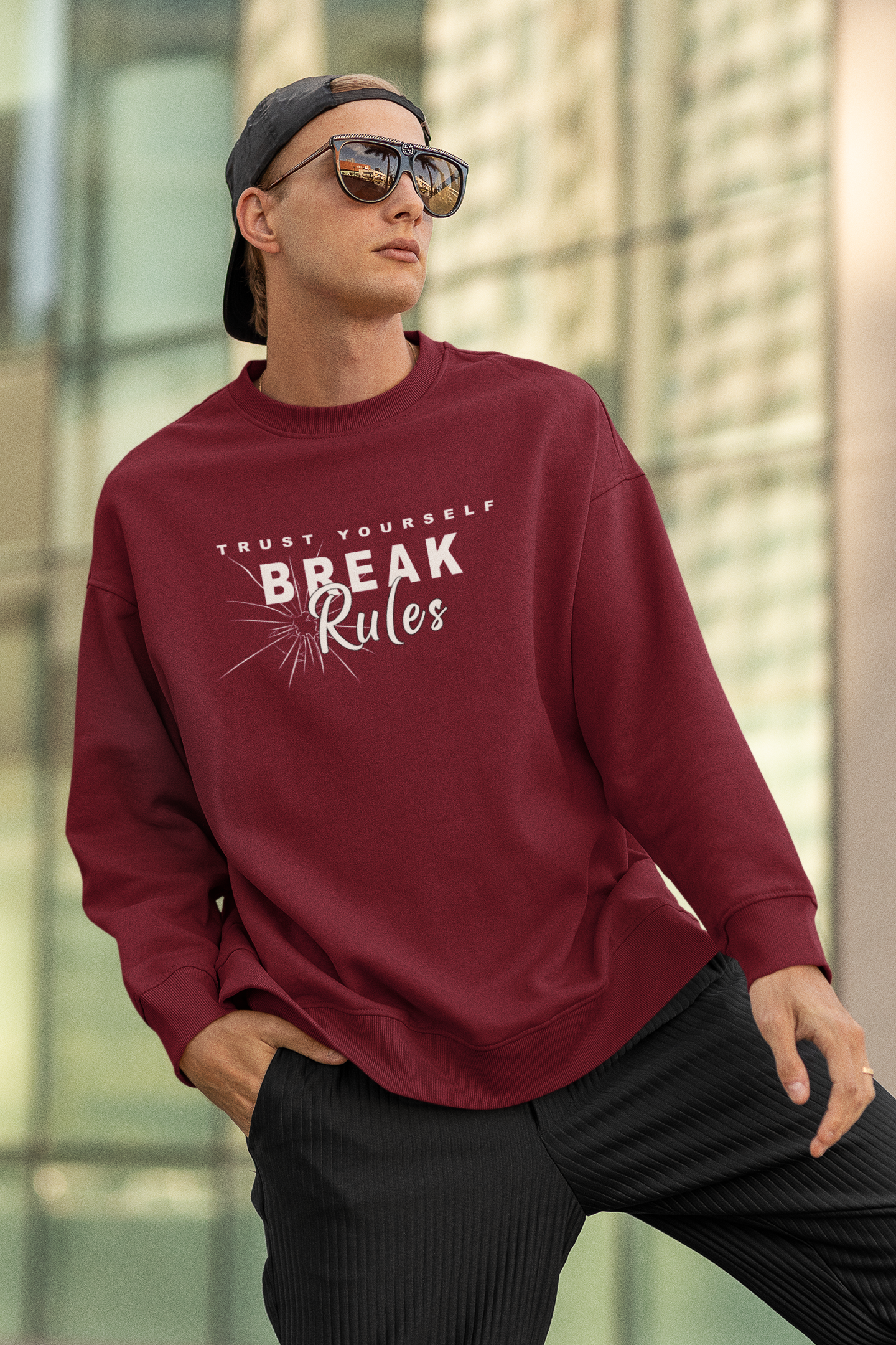 Break Rules White Font Unisex Oversized Sweatshirt